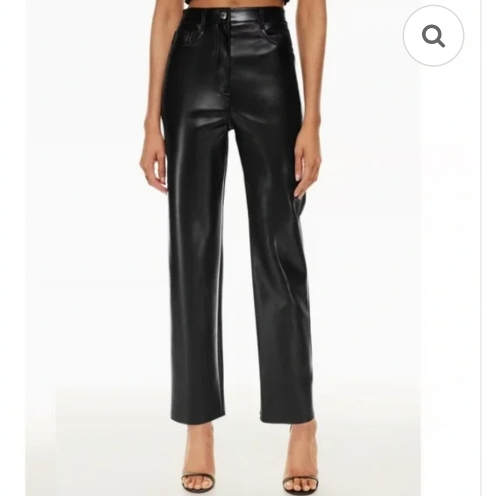 Aritzia Wilfred The Melina Ankle High Rise Cropped Pants Black Faux Leather Sz 8